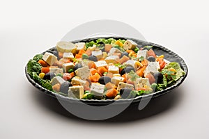 Paneer Vegetable saladÂ is a healthy Indian recipe made using cottage cheese and green veggies